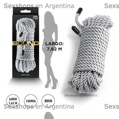 Soga para bdsm color plata de 7,62m